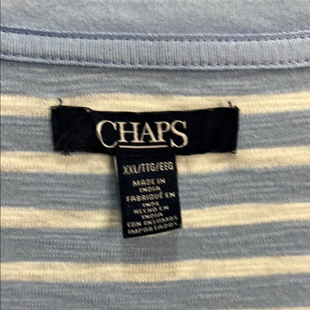 Chaps Women's Blue Striped Henley Top ombré size XXL - Picture 3 of 6